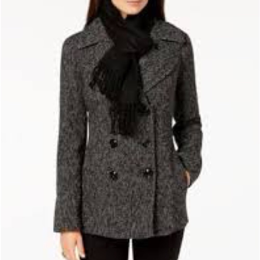 🎀 Stylish & Cozy Women’s Double-Breasted Peacoat w/ Scarf 🎀 - Picture 5 of 9
